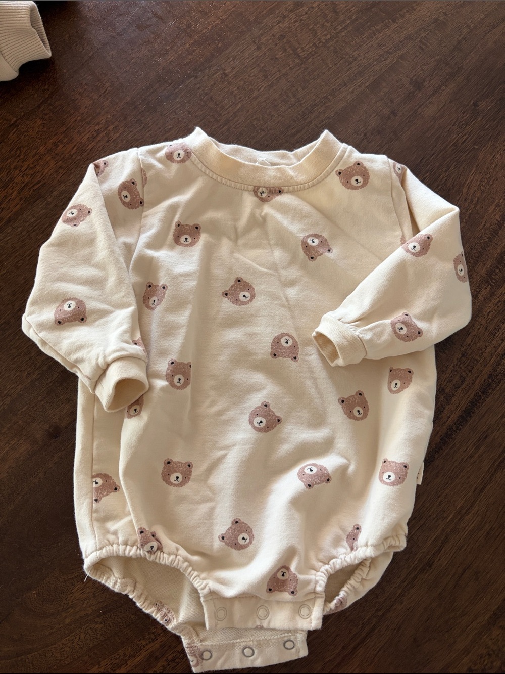Quincy Mae Cream Bodysuit with Brown Bear Faces